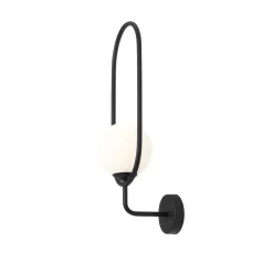 Wandleuchte Schwarz Metall Glas H:55 cm E14 wohnlich