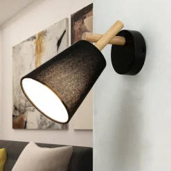 Wandleuchte Schwarz Stoff Schirm E27 VAIO