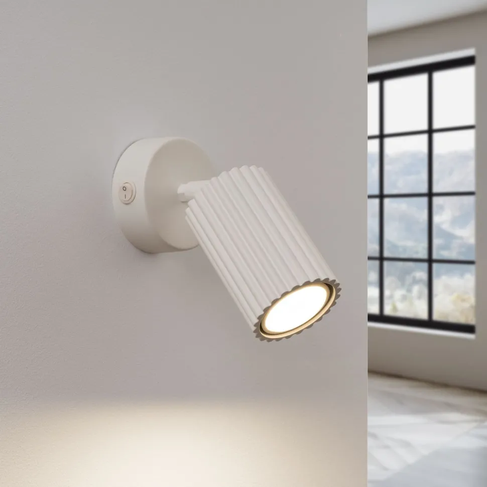 Wandleuchte schwenkbar GU10 B: 8 cm klein in Creme Modern