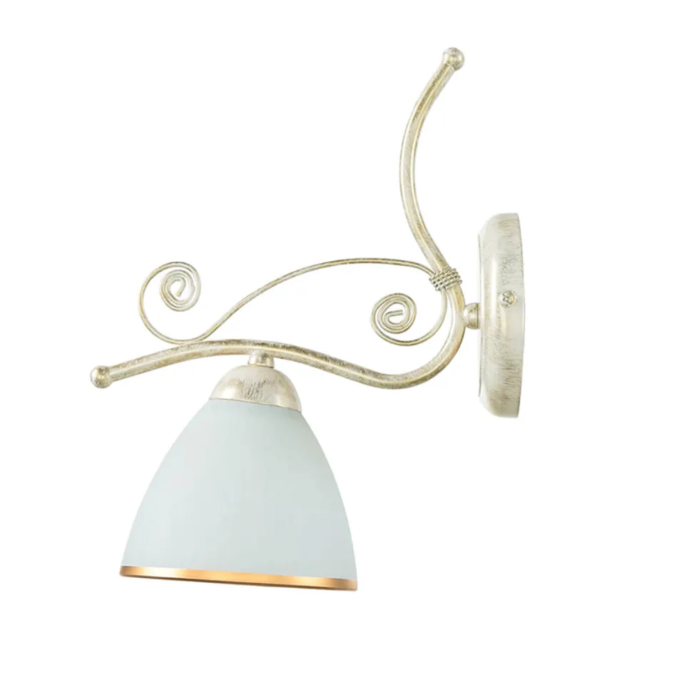 Wandleuchte Shabby Jugendstil Metall Lampe Glas