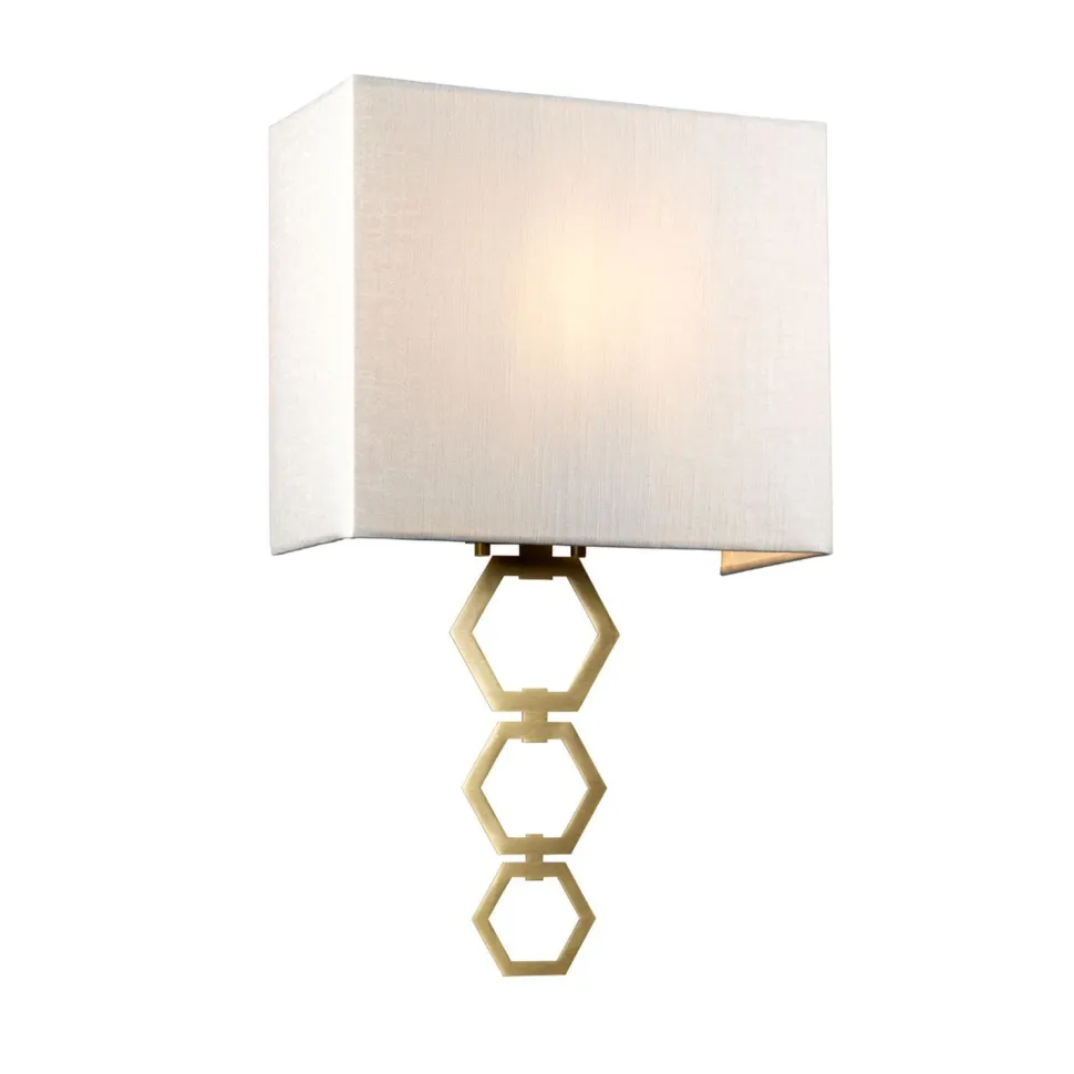 Wandleuchte Stoff Schirm Up Down Creme Messing