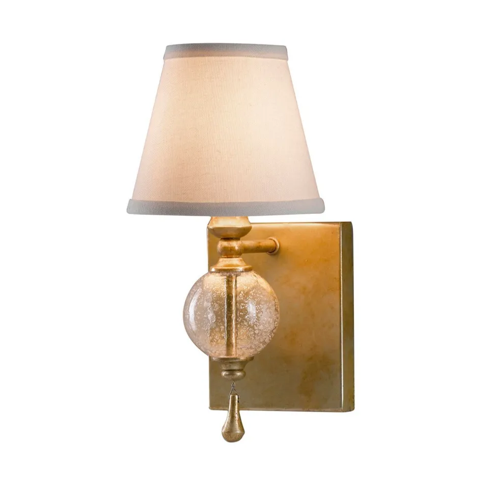 Wandleuchte Stoffschirm Creme Blattsilber antik PALLO