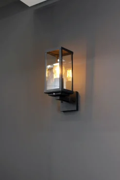 Wandleuchte Vintage Aluminium Schwarz H:32 cm IP44 E27