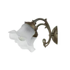 Wandleuchte Weiß Glasschirm Echt-Messing Ricciolo