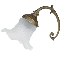 Wandleuchte Weiß Glasschirm Echt-Messing Ricciolo