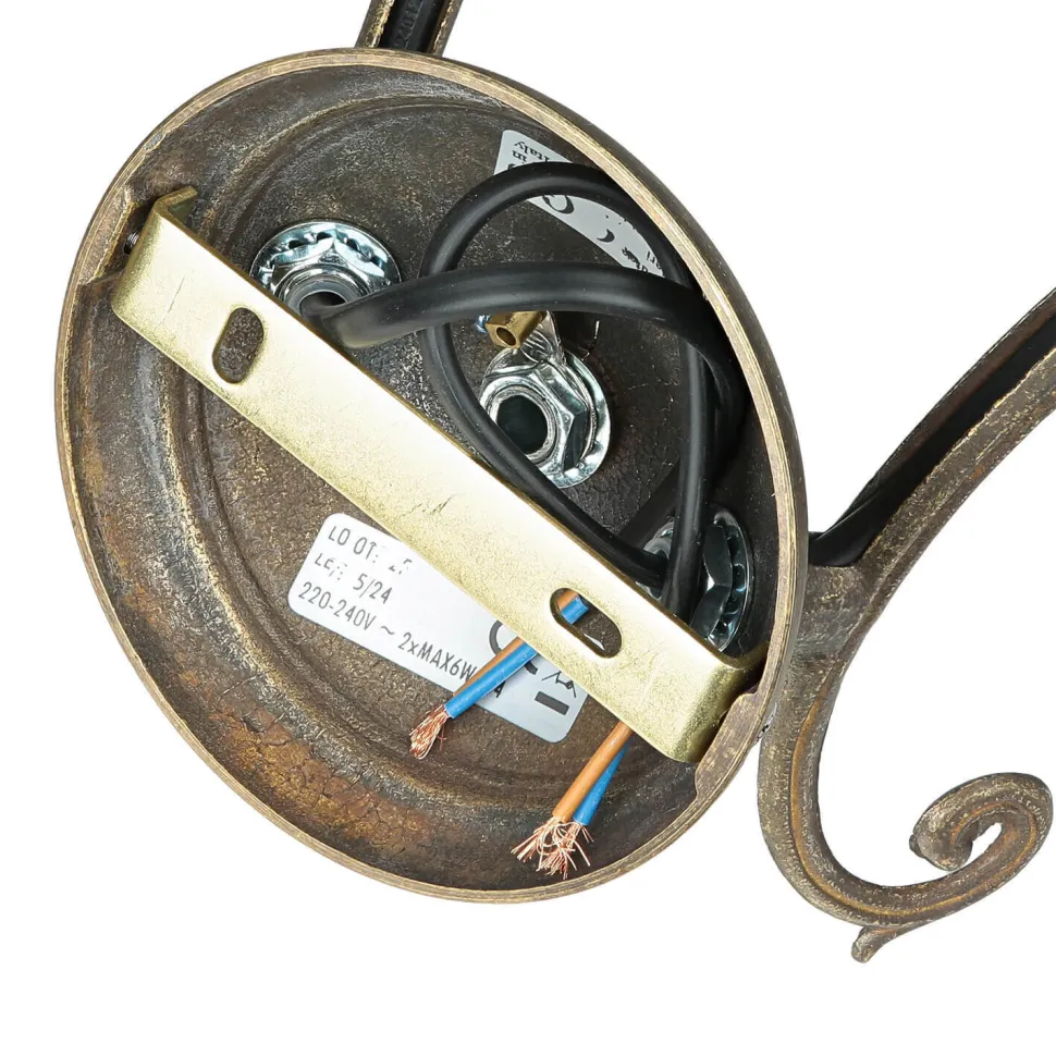 Wandleuchte Weiß Glasschirm Echt-Messing Ricciolo