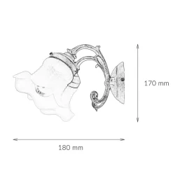 Wandleuchte Weiß Glasschirm Echt-Messing Ricciolo