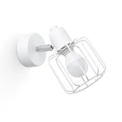 Wandleuchte Weiß Metall Draht Käfig Retro schwenkbar