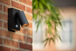 Wandspot Bewegungsmelder flexibel Schwarz GU10 H:15 cm