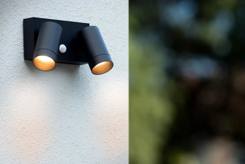 Wandspot Bewegungsmelder flexibel Schwarz GU10 B:18 cm