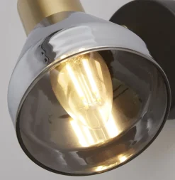 Wandspot E14 Glasschirm in Schwarz Rauchgrau Messing