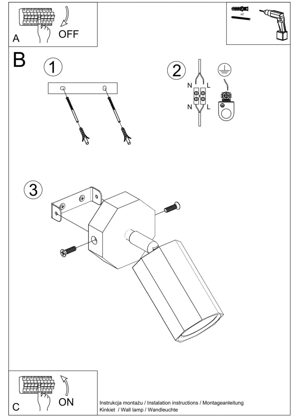 Wandspot Holz H: 17,5 cm klein schwenkbar GU10 SAMON