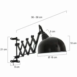 Wandspot Metall Schwarz T:56 cm mit Stecker flexibel