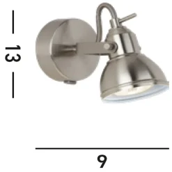 Wandspot Metall verstellbar GU10 bis 50 W in Silber