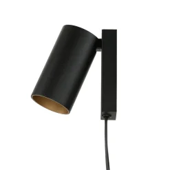 Wandspot mit Schalter Kabel Schwarz Gold GU10