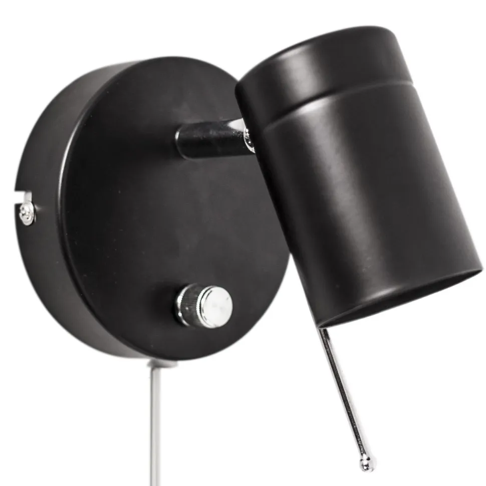 Wandspot mit Stecker Schalter B: 11 cm klein Schwarz GU10