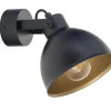 Wandspot Schwarz Gold Metall Industrial E27 beweglich
