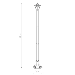 Wegeleuchte 200 cm Schwarz Aluminium Rustikal IP44 E27