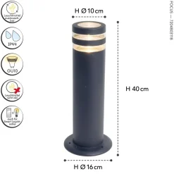 Wegeleuchte Anthrazit Aluminium 40 cm GU10 IP44 Modern