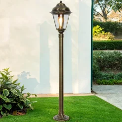 Wegeleuchte außen Messing 100 cm Rustikal in Antik E27