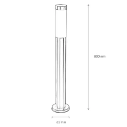 Wegeleuchte Edelstahl IP44 H:80cm Ø6cm Gartenlampe
