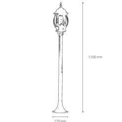Wegeleuchte Garten E27 111 cm in Schwarz Kupfer Rustikal