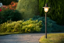 Wegeleuchte Glas Metall Rostbraun IP44 Garten 110 cm