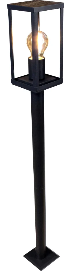 Wegeleuchte Vintage Schwarz Holz 100 cm klein IP44 E27