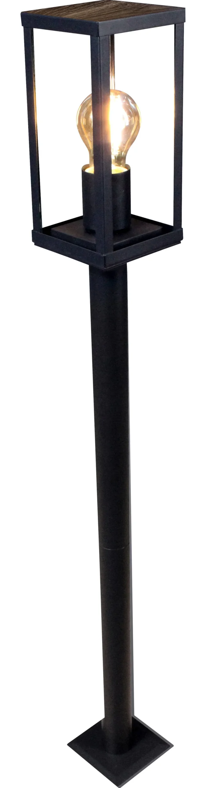 Wegeleuchte Vintage Schwarz Holz 100 cm klein IP44 E27