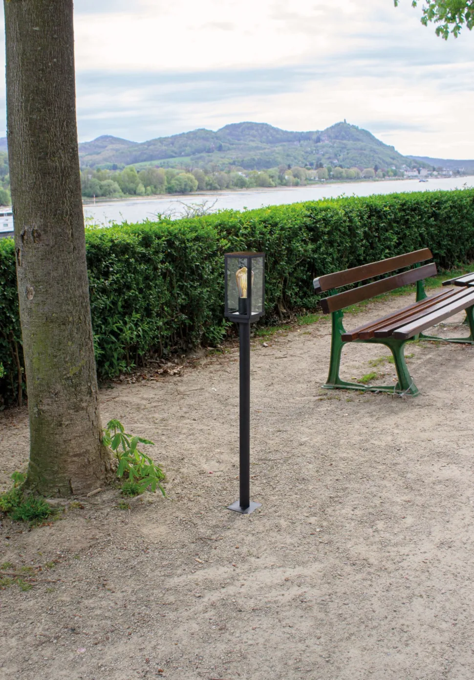 Wegeleuchte Vintage Schwarz Holz 100 cm klein IP44 E27