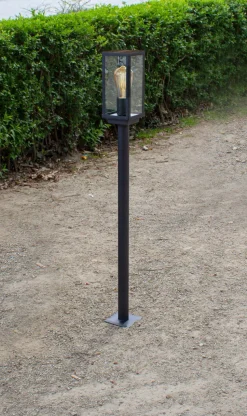 Wegeleuchte Vintage Schwarz Holz 100 cm klein IP44 E27