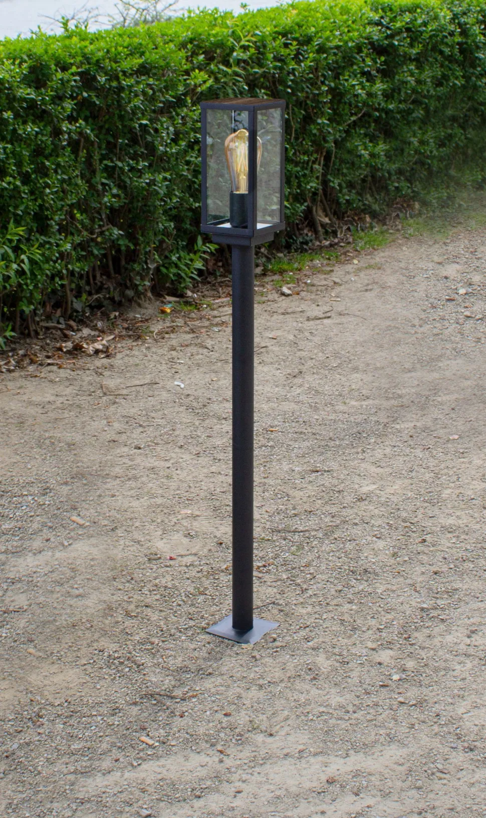 Wegeleuchte Vintage Schwarz Holz 100 cm klein IP44 E27