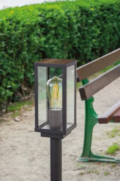 Wegeleuchte Vintage Schwarz Holz 100 cm klein IP44 E27