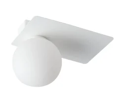 Weiße Deckenlampe Glas Metall eckig L:25 cm G9 klein