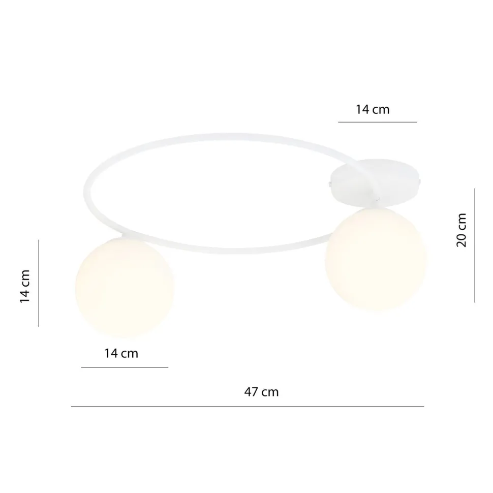 Weiße Deckenleuchte Glas Metall Kugelschirme Ø 47 cm