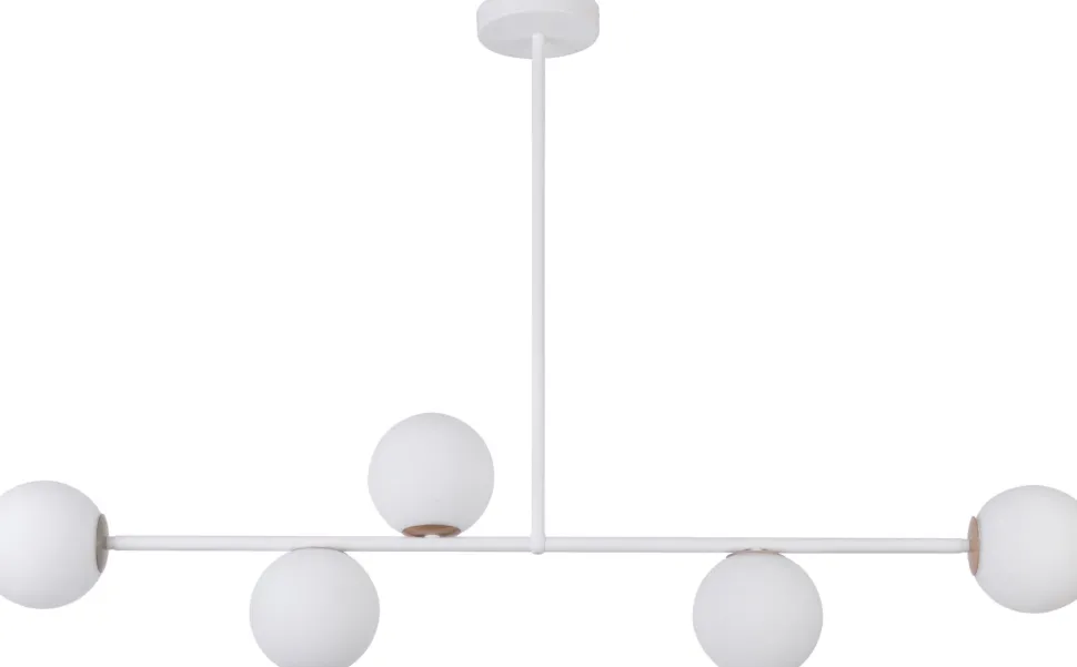 Weiße Deckenleuchte Metall Glas G9 5-flammig wohnlich