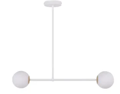 Weiße Deckenleuchte Metall Glas 2-flmg 80 cm blendarm