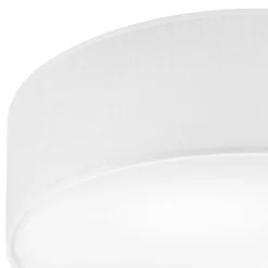 Weiße Deckenleuchte Stoff Ø 45 cm rund flach blendarm 2x E27