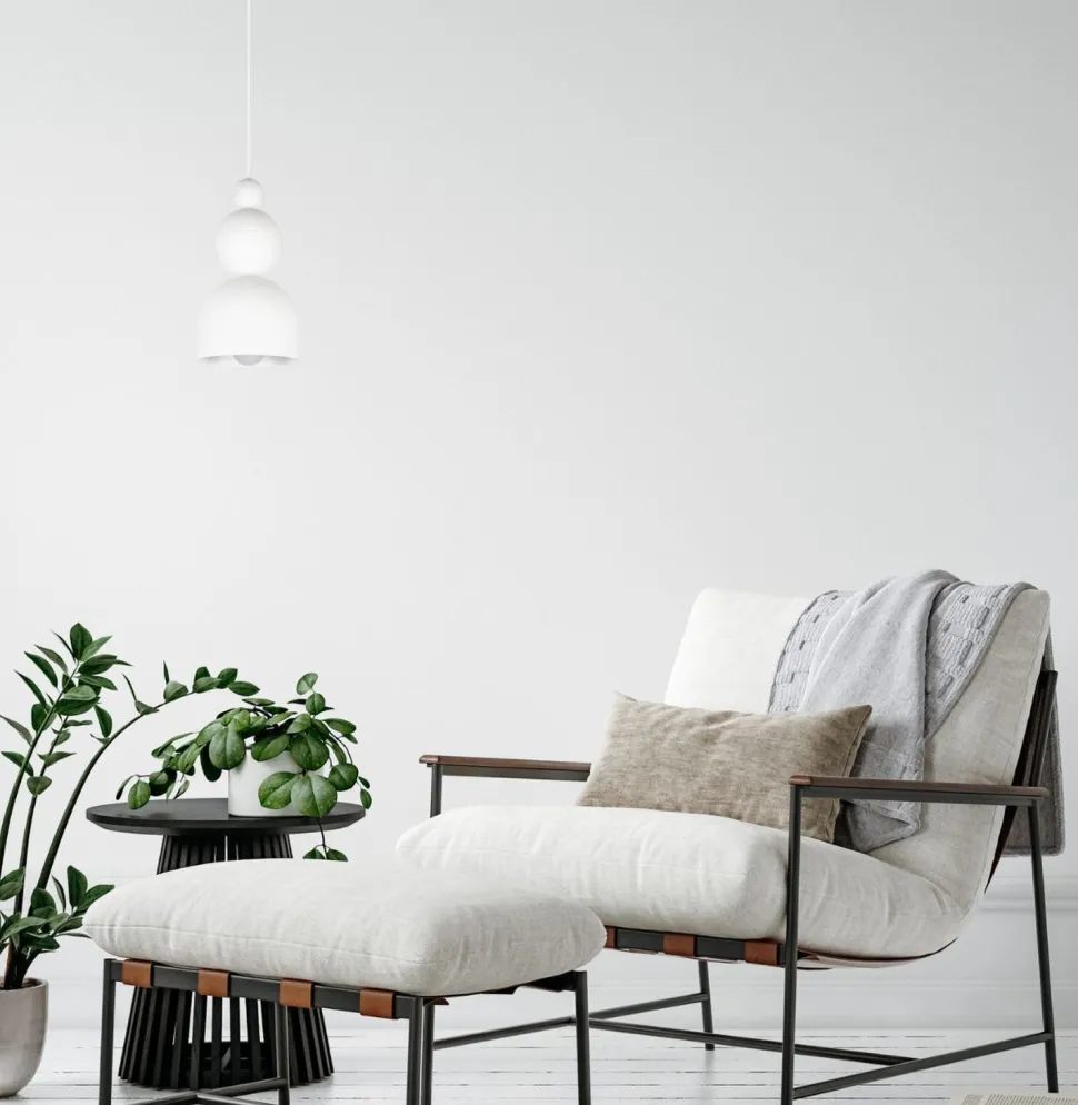 Weiße Hängelampe Metall Loft Design E27 B:17 cm rund