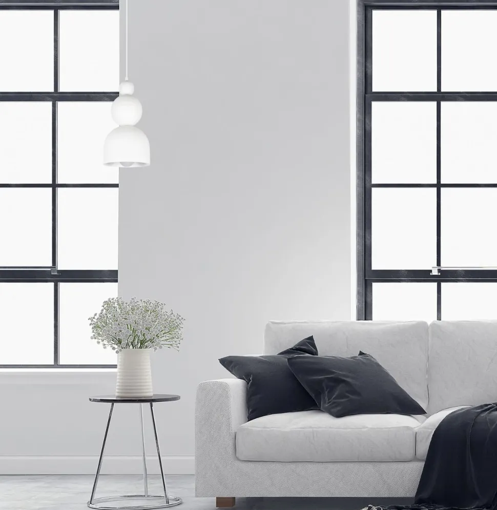 Weiße Hängelampe Metall Loft Design E27 B:17 cm rund