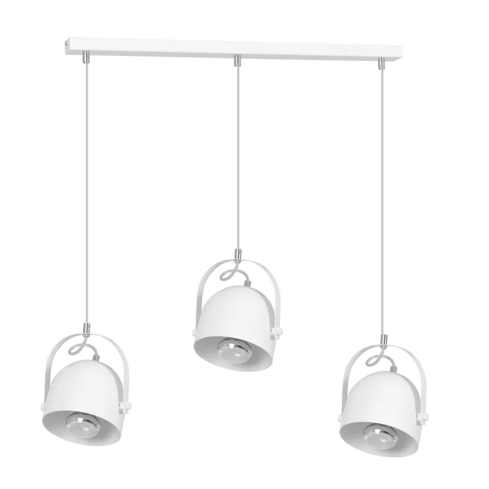 Weiße Hängelampe verstellbare Schirme Esstisch