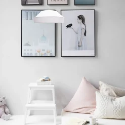 Weiße Hängeleuchte blendarm Stoff wohnlich B:45 cm E27