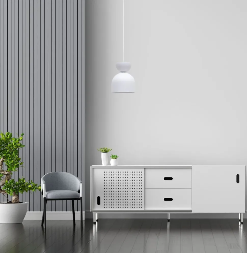 Weiße Hängeleuchte Metall E27 Minimalistisch Ø17 cm