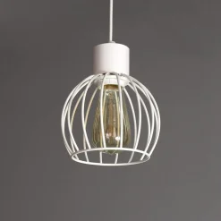 Weiße Pendellampe rund geometrisch