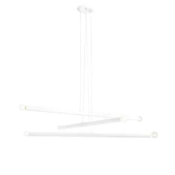 Weiße Pendelleuchte Metall Retro L:100 cm E14 länglich