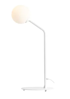 Weiße Tischlampe Metall Glas groß H:62 cm E14 blendarm