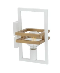 Weiße Wandlampe Gold Metall klein H:31 cm eckig E27