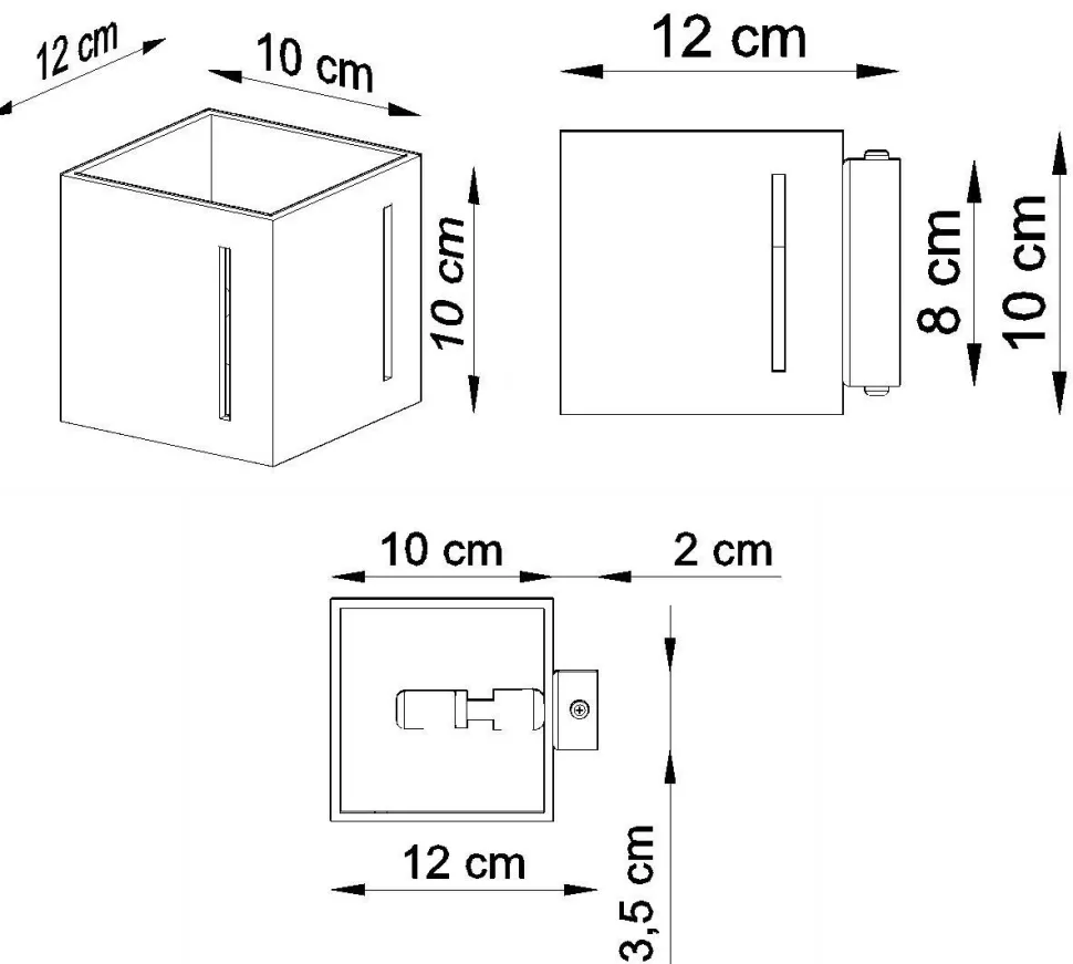 Weiße Wandleuchte Aluminium Up Down Würfel Modern