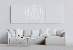 Weißer Kronleuchter Metall 6-flammig E14 Klassisch