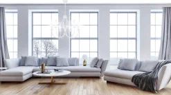 Weißer Kronleuchter Metall 6-flammig E14 Klassisch